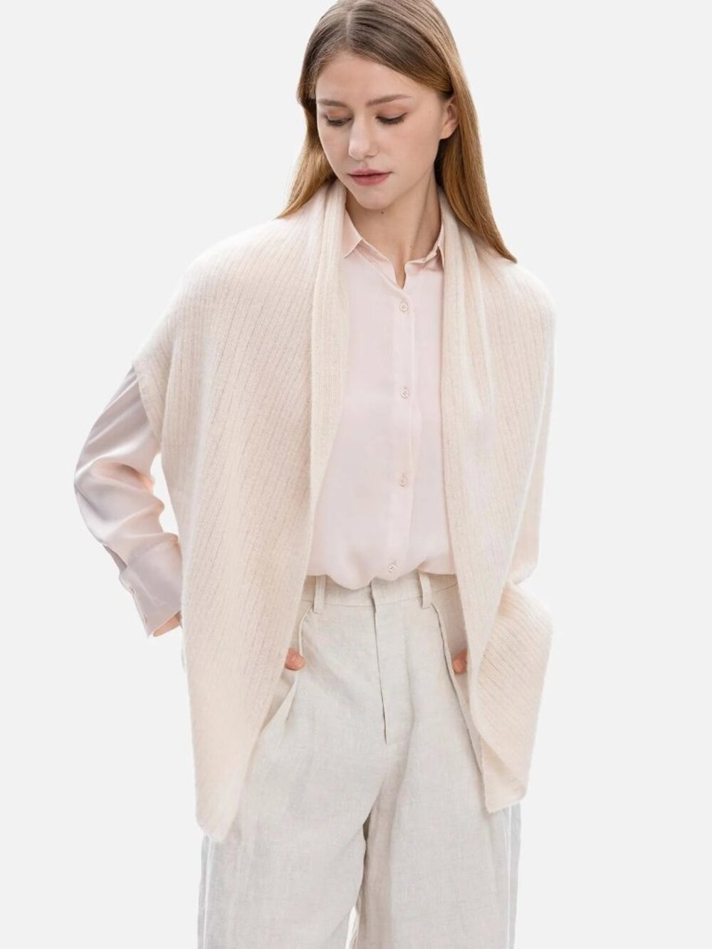 Ovcio Effortless Vest 100% Cashmere 4 Season Knit OS Lightweight Soft Minimalist